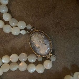 Vintage Cameo Mother of Pearl Necklaces 2 Strands $325